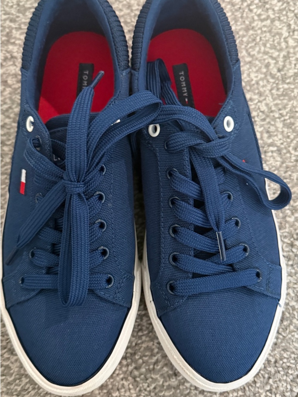 Tommy Hilfiger Navy Canvas Low-Top Sneakers with Red Insole